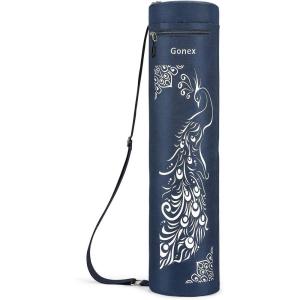 Gonex Yoga Mat Bag, Yoga Mat Carrier Full-Zip Exercise Yoga Mat Carry Bag for Women Men with 2 Multi-Functional Storage Cargo Pockets Extra Wide Adjustable Shoulder Strap(Dark Blue Peacock)