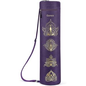 Gonex Yoga Mat Bag, Yoga Mat Carrier Full-Zip Exercise Yoga Mat Carry Bag for Women Men with 2 Multi-Functional Storage Cargo Pockets Extra Wide Adjustable Shoulder Strap(Purple Paisley)