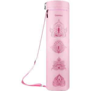 Gonex Yoga Mat Bag, Yoga Mat Carrier Full-Zip Exercise Yoga Mat Carry Bag for Women Men with 2 Multi-Functional Storage Cargo Pockets Extra Wide Adjustable Shoulder Strap(Pink Paisley)