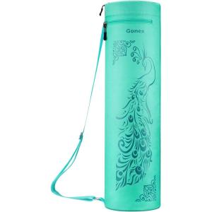 Gonex Yoga Mat Bag, Yoga Mat Carrier Full-Zip Exercise Yoga Mat Carry Bag for Women Men with 2 Multi-Functional Storage Cargo Pockets Extra Wide Adjustable Shoulder Strap(Green Peacock)