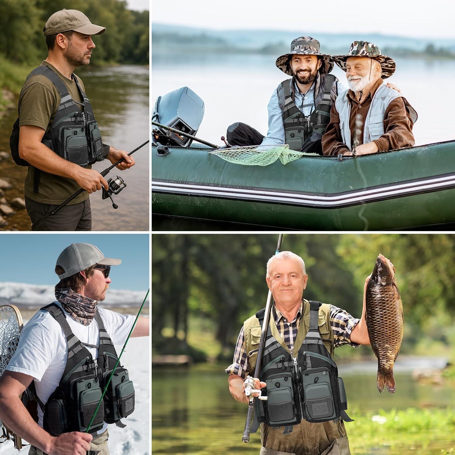 image:imageGonex Fly Fishing Vest for Men Women Comfortable Adjustable Fishing Vest with MultiPockets Reflective StripesGrayblack