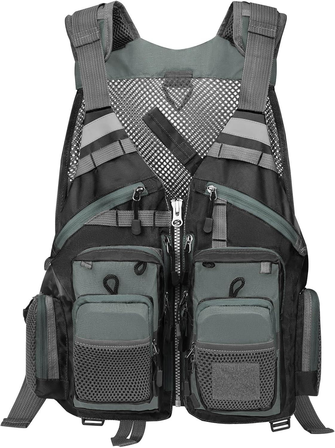 image:imageGonex Fly Fishing Vest for Men Women Comfortable Adjustable Fishing Vest with MultiPockets Reflective StripesGrayblack