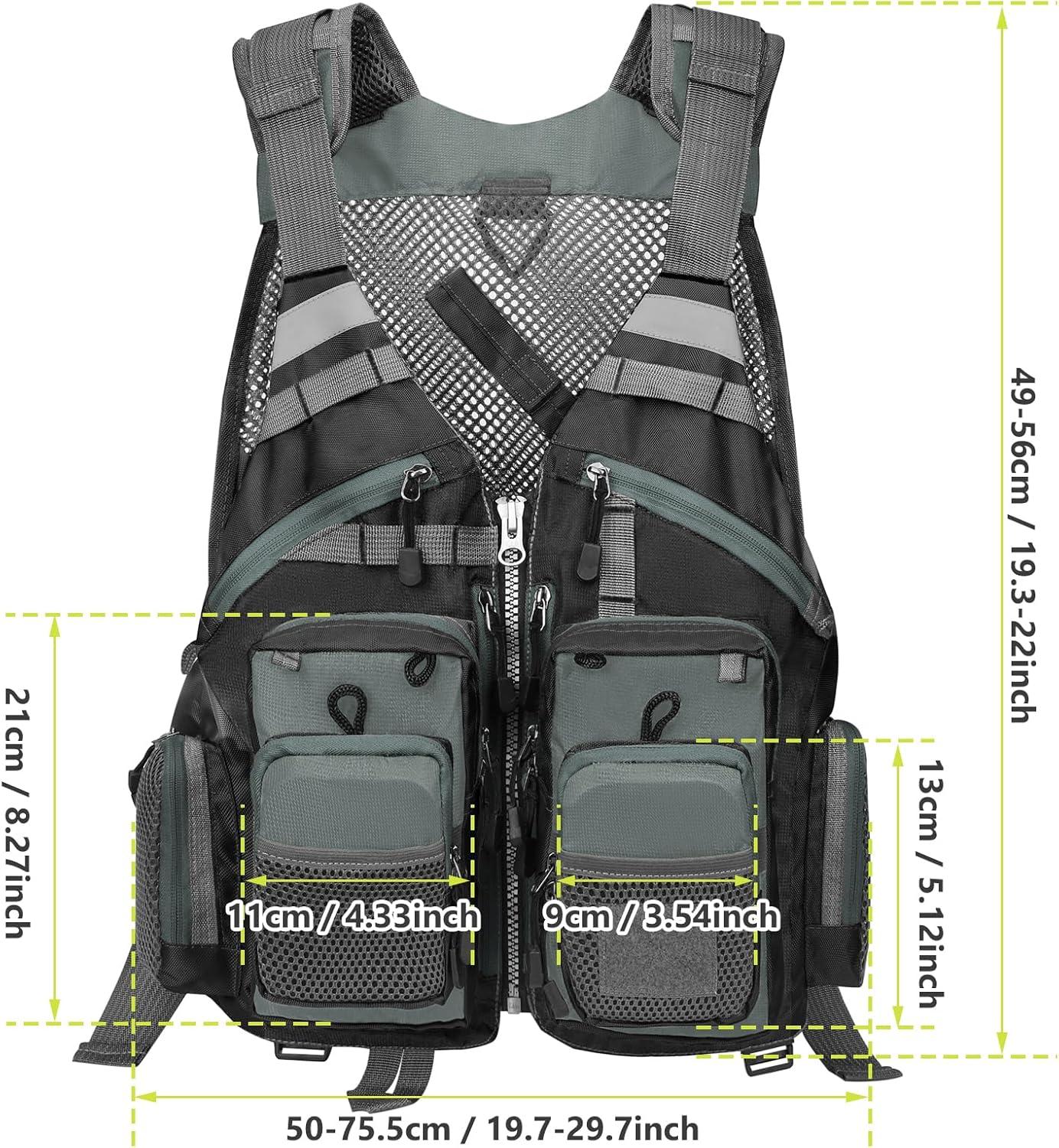 image:imageGonex Fly Fishing Vest for Men Women Comfortable Adjustable Fishing Vest with MultiPockets Reflective StripesGrayblack