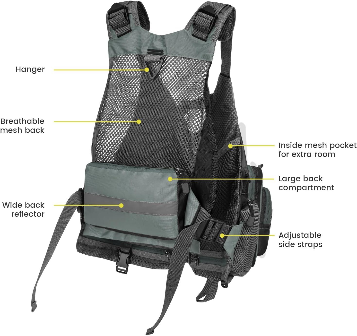 image:imageGonex Fly Fishing Vest for Men Women Comfortable Adjustable Fishing Vest with MultiPockets Reflective StripesGrayblack
