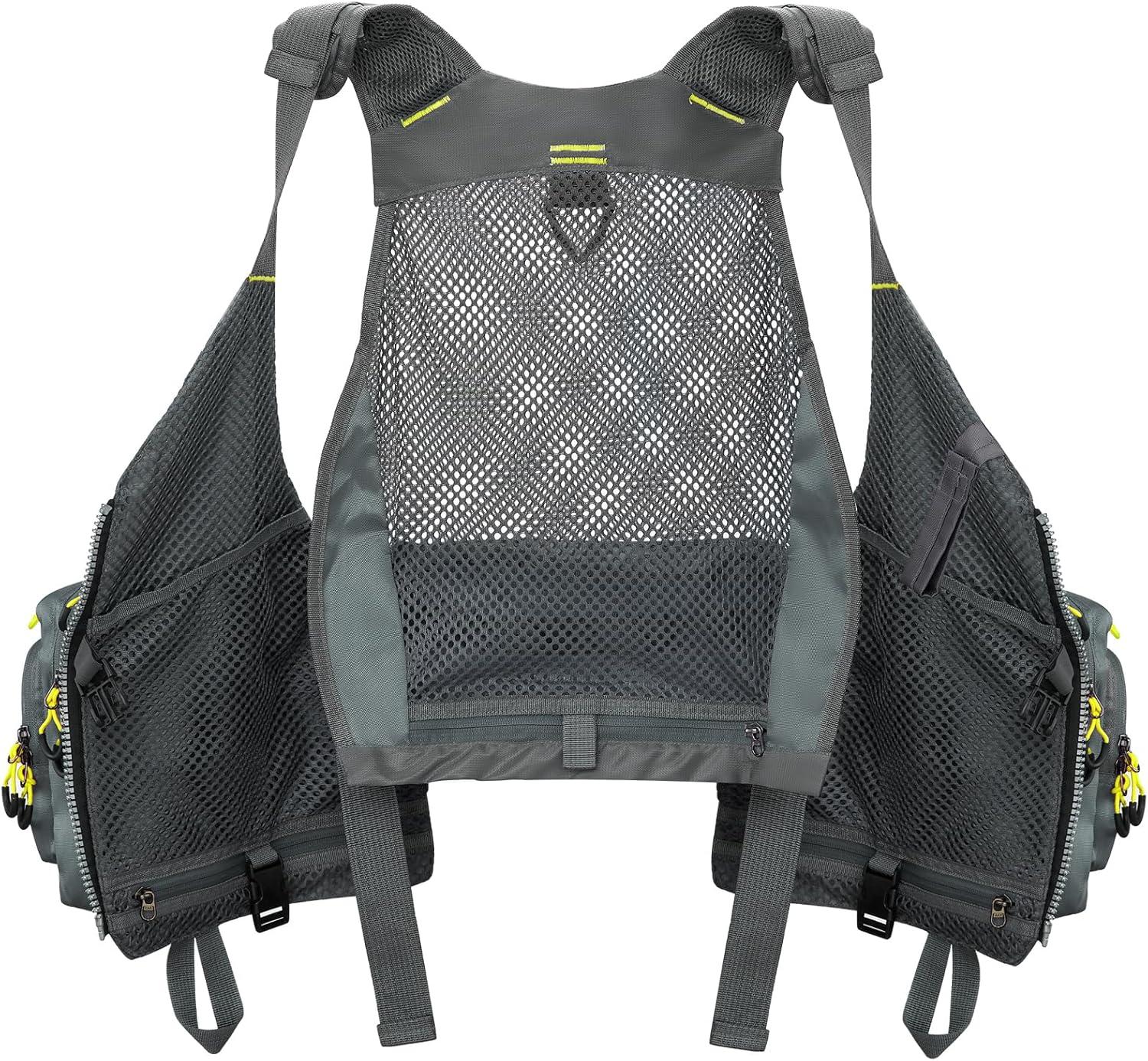 image:imageGonex Fly Fishing Vest for Men Women Comfortable Adjustable Fishing Vest with MultiPockets Reflective StripesGrayyellow