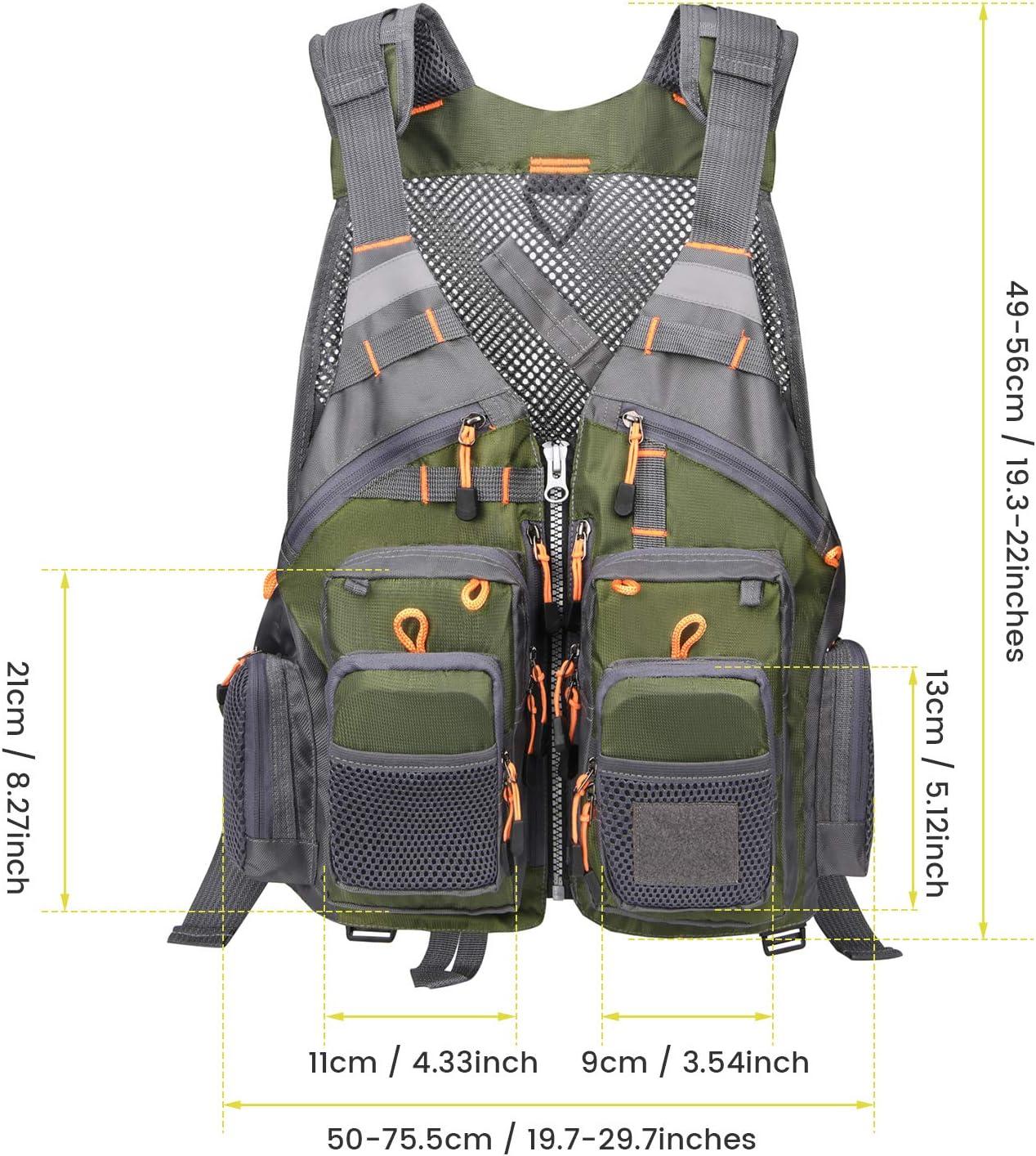 image:imageGonex Fly Fishing Vest for Men Women Comfortable Adjustable Fishing Vest with MultiPockets Reflective StripesGreengray