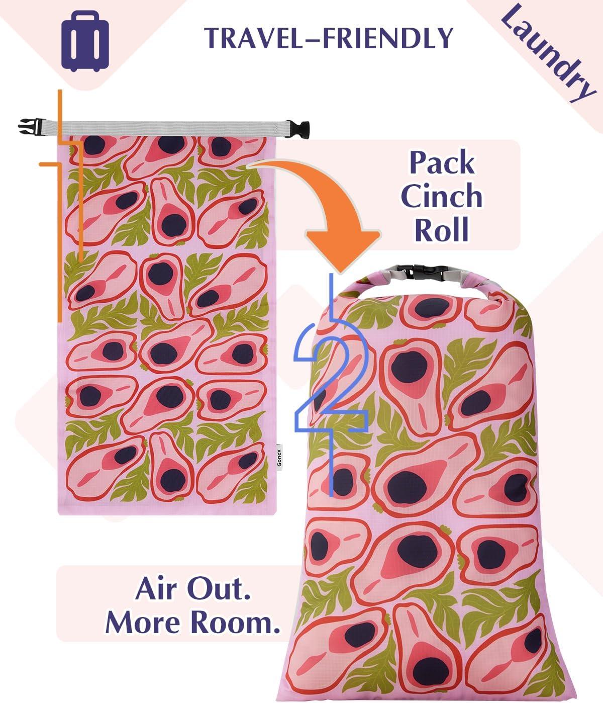 image:imageGonex Compression Packing Cubes 4pcs Expandable Storage Travel Luggage Bags Organizers Travel Cubes for Suitcase Carry On Coconut PalmFruit