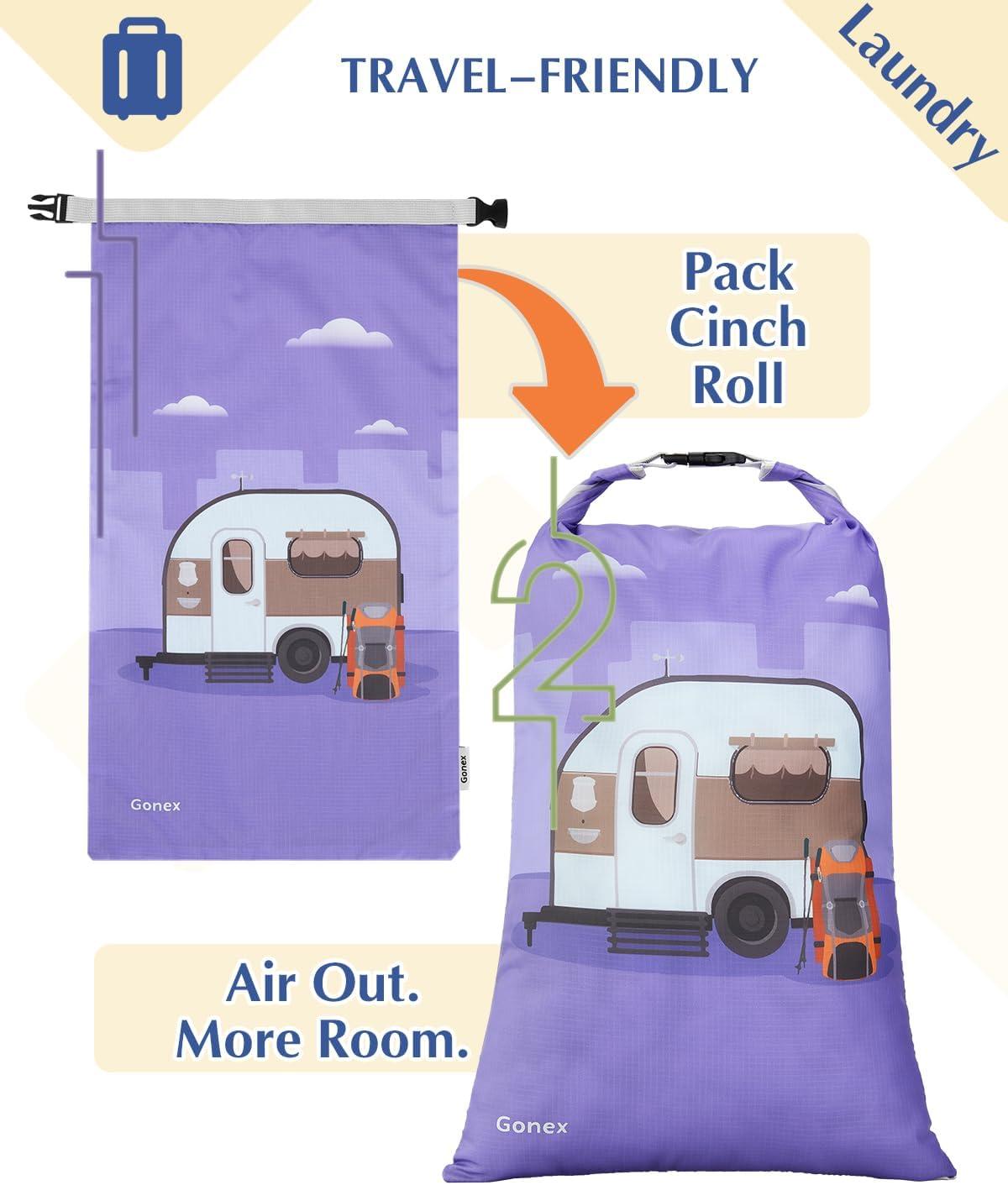 image:imageGonex Compression Packing Cubes 4pcs Expandable Storage Travel Luggage Bags Organizers Travel Cubes for Suitcase Carry On Coconut PalmRV