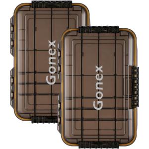 Gonex 3600 Tackle Trays 2 Packs, Sun Protection Waterproof Tackle Boxes for Fishing, Tea-Colored Clear Thicker Floating Airtight Tackle Box Organizers with DIY Dividers for Storage of Lures Hooks etc.(2pcs 3600(10.6×7.1×1.9inch))