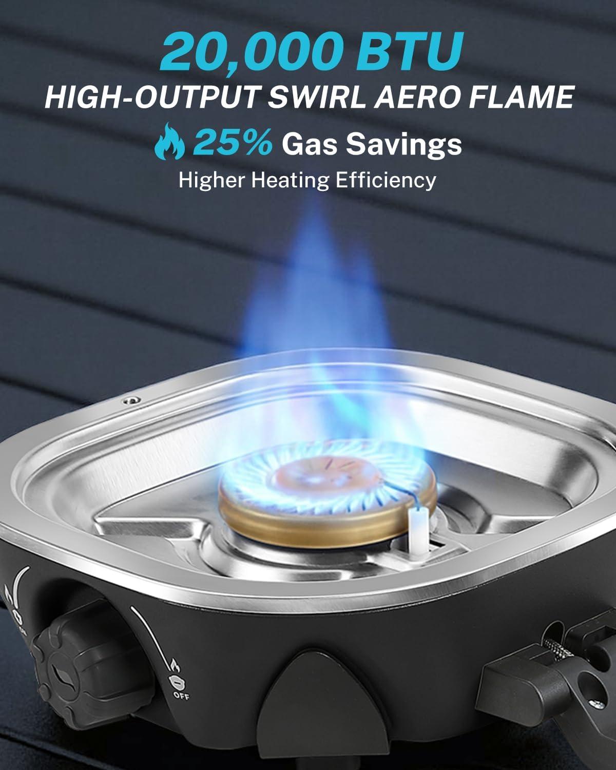 image:imageGonex AeroFlame Dual Burner 20000 BTUs Propane Camping Stove with Precision Flame Control amp Removable Pot Stands Portable Folding Camp Stove for Camping Hiking Patio BBQArmy GreenBlack