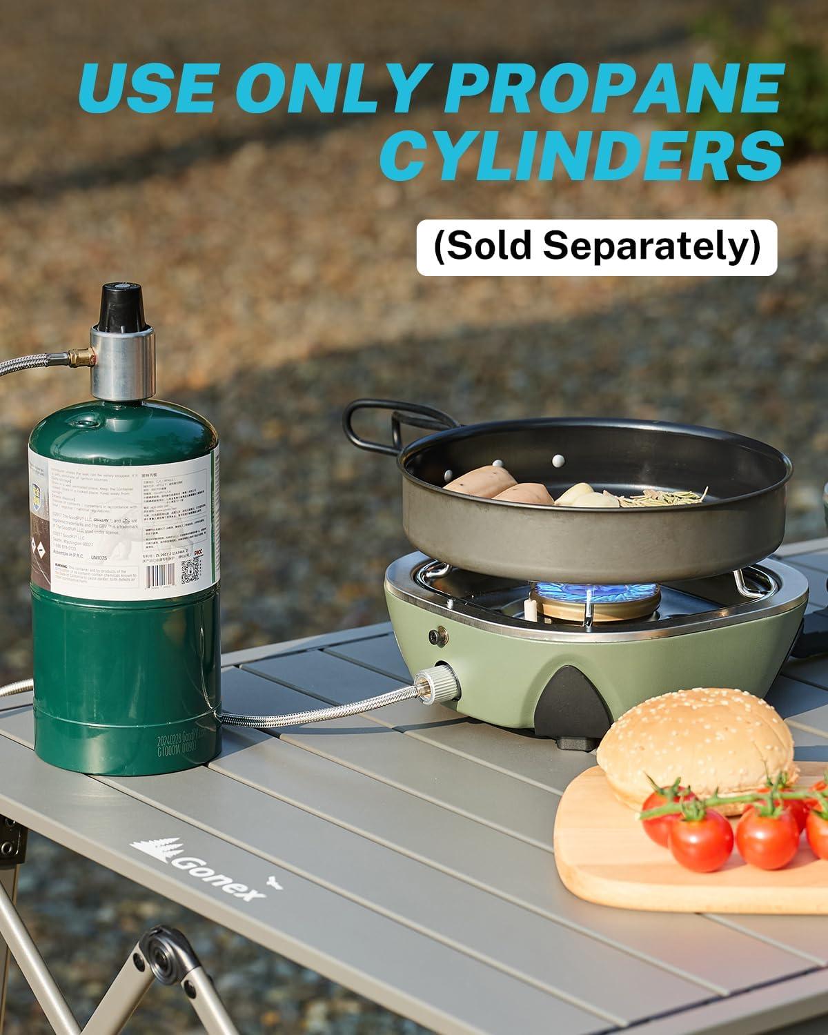 image:imageGonex AeroFlame Dual Burner 20000 BTUs Propane Camping Stove with Precision Flame Control amp Removable Pot Stands Portable Folding Camp Stove for Camping Hiking Patio BBQArmy GreenArmy Green