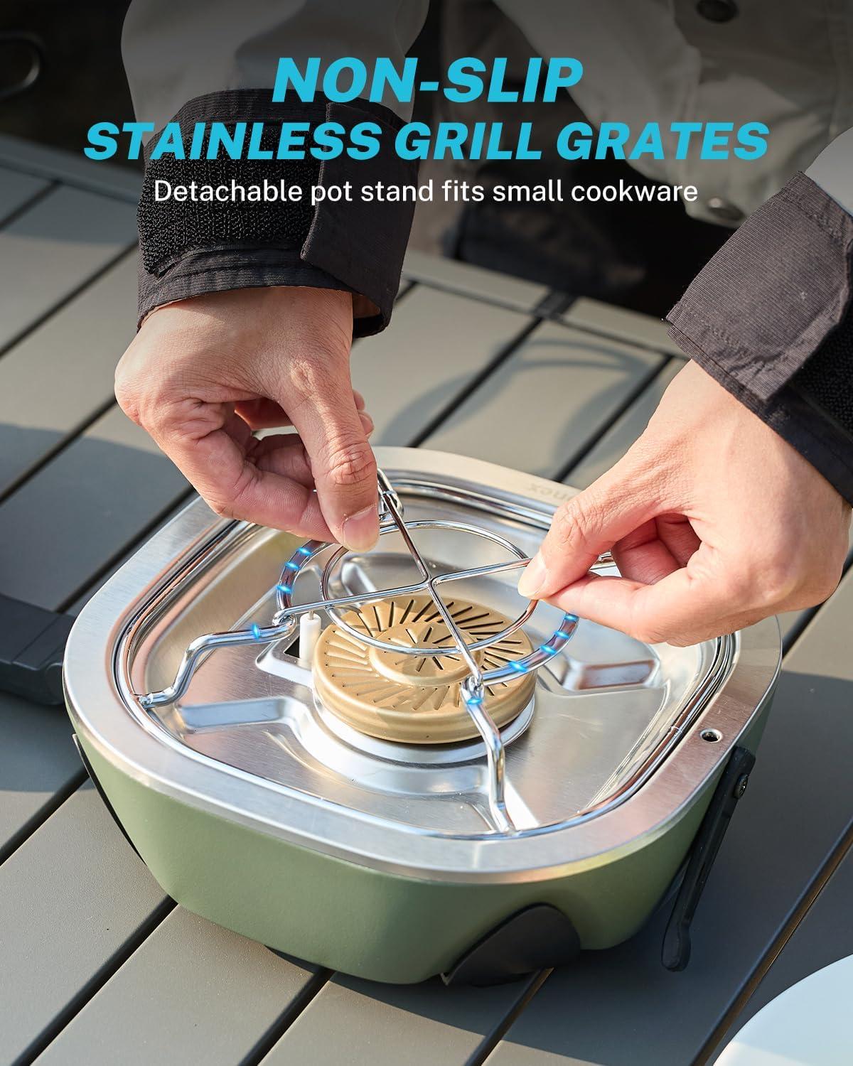 image:imageGonex AeroFlame Dual Burner 20000 BTUs Propane Camping Stove with Precision Flame Control amp Removable Pot Stands Portable Folding Camp Stove for Camping Hiking Patio BBQArmy GreenArmy Green