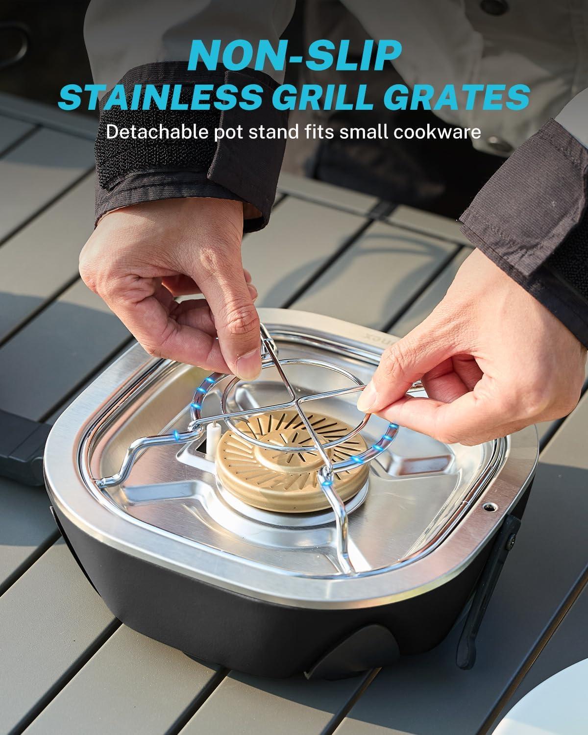 image:imageGonex AeroFlame Dual Burner 20000 BTUs Propane Camping Stove with Precision Flame Control amp Removable Pot Stands Portable Folding Camp Stove for Camping Hiking Patio BBQArmy GreenBlack
