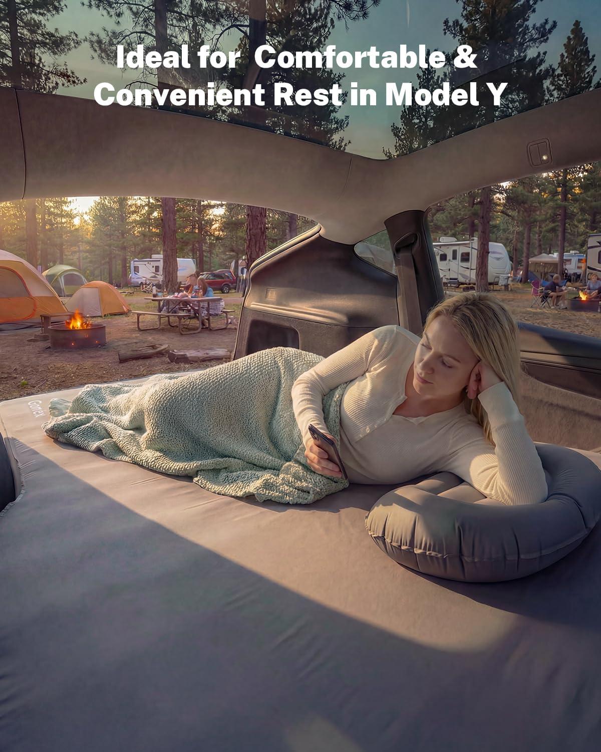 image:imageGonex Inflatable Foam Mattress for Tesla Model Y amp Juniper 4 Custom Fit Air amp Foam Bed with Cordless Air Pump 78x54 Full Size Vacuum Compressed for Frunk Perfect for Roadtrips Camping amp Naps