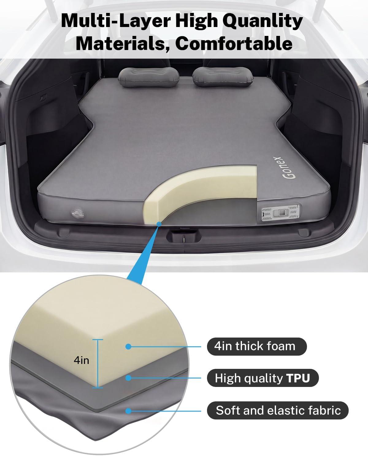 image:imageGonex Inflatable Foam Mattress for Tesla Model Y amp Juniper 4 Custom Fit Air amp Foam Bed with Cordless Air Pump 78x54 Full Size Vacuum Compressed for Frunk Perfect for Roadtrips Camping amp Naps