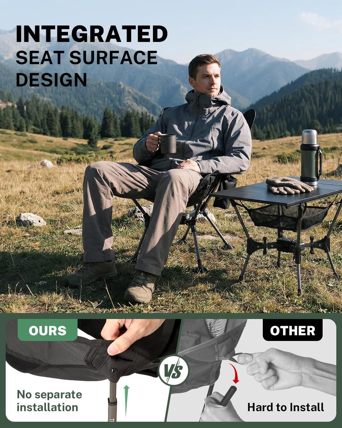 image:imageGonex Portable Camping Chair 6th Gen Lightweight Folding Chair with AntiSinking Feet 175in High Seat 330LBS Capacity for Outdoor Camping Hiking Beach Picnic SportsSilverLaced Ripstop 2PCSBlack Ripstop 2 Pcs
