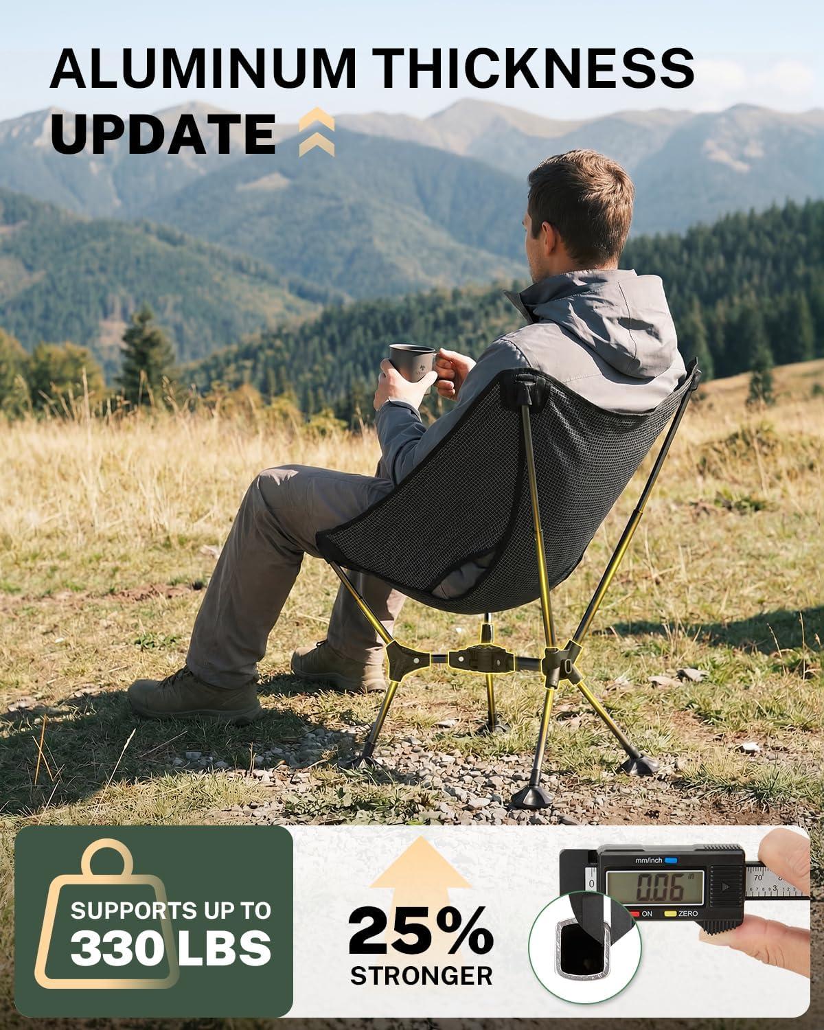 image:imageGonex Portable Camping Chair 6th Gen Lightweight Folding Chair with AntiSinking Feet 175in High Seat 330LBS Capacity for Outdoor Camping Hiking Beach Picnic SportsSilverLaced Ripstop 2PCSSilverlaced Ripstop 2 Pcs