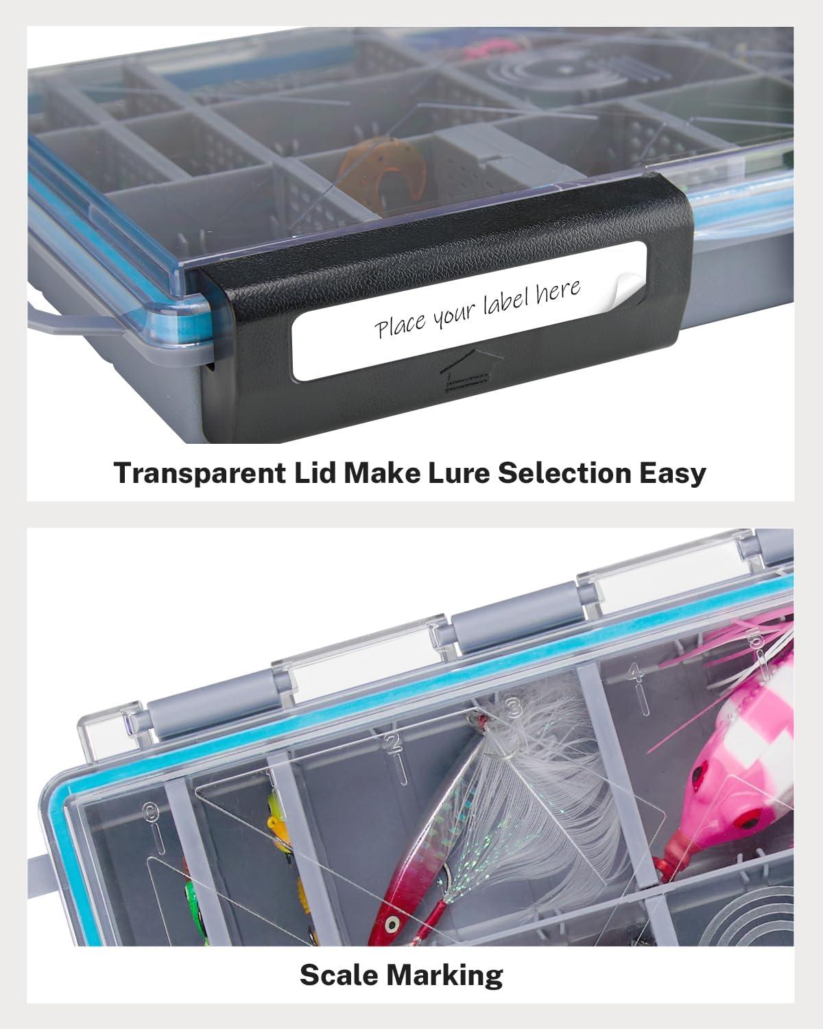 image:imageGonex Tackle Boxes for Fishing 2Pack Waterproof with Adjustable Compartments Clear Portable Tackle Trays Plastic Tackle Organizers with DIY Dividers for Lures Hooks amp Bass Gear 3600 GrayGray