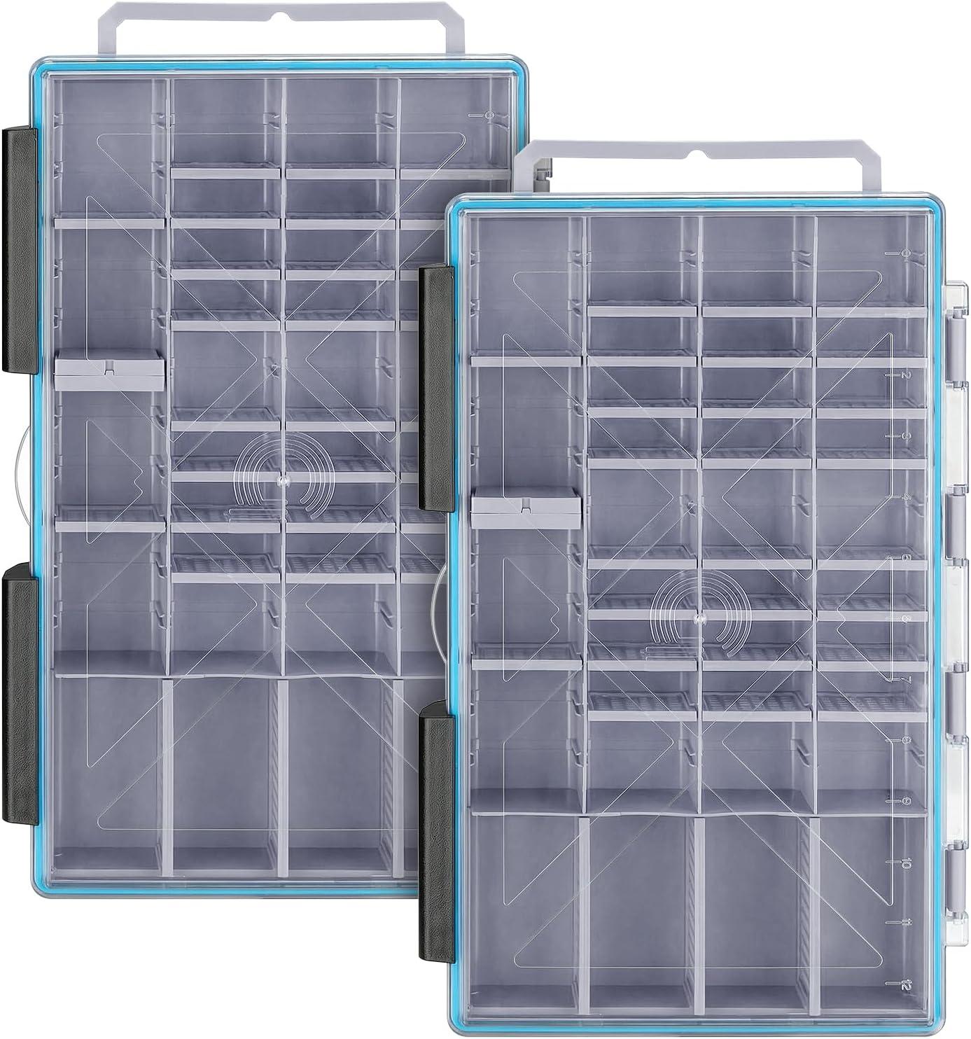 image:imageGonex Tackle Boxes for Fishing 2Pack Waterproof with Adjustable Compartments Clear Portable Tackle Trays Plastic Tackle Organizers with DIY Dividers for Lures Hooks amp Bass Gear 3600 GrayGray
