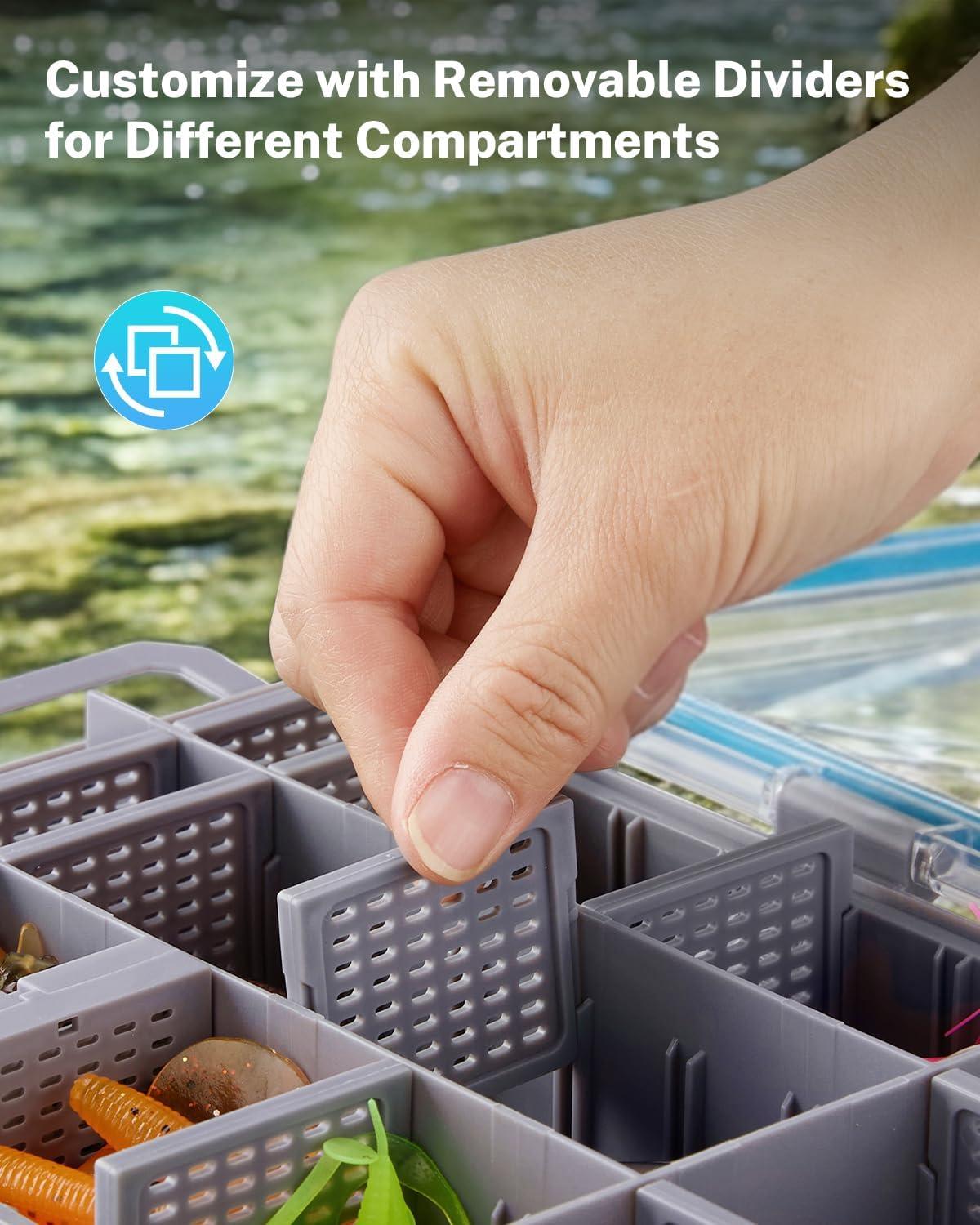image:imageGonex Tackle Boxes for Fishing 2Pack Waterproof with Adjustable Compartments Clear Portable Tackle Trays Plastic Tackle Organizers with DIY Dividers for Lures Hooks amp Bass Gear 3600 GrayGray