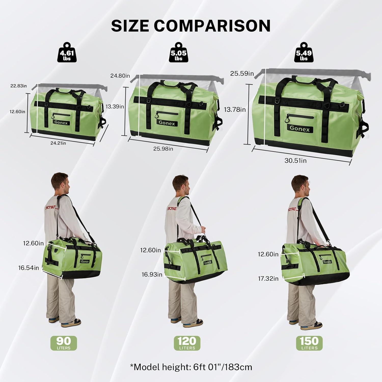 image:imageGonex Waterproof Duffel Bag 120L Heavy Duty Dry Duffle Bag with Reinforced Thickened Bottom 3in1 Convertible Large Travel Backpack for Kayaking Motorcycle Camping amp Boating BlackArmy Green