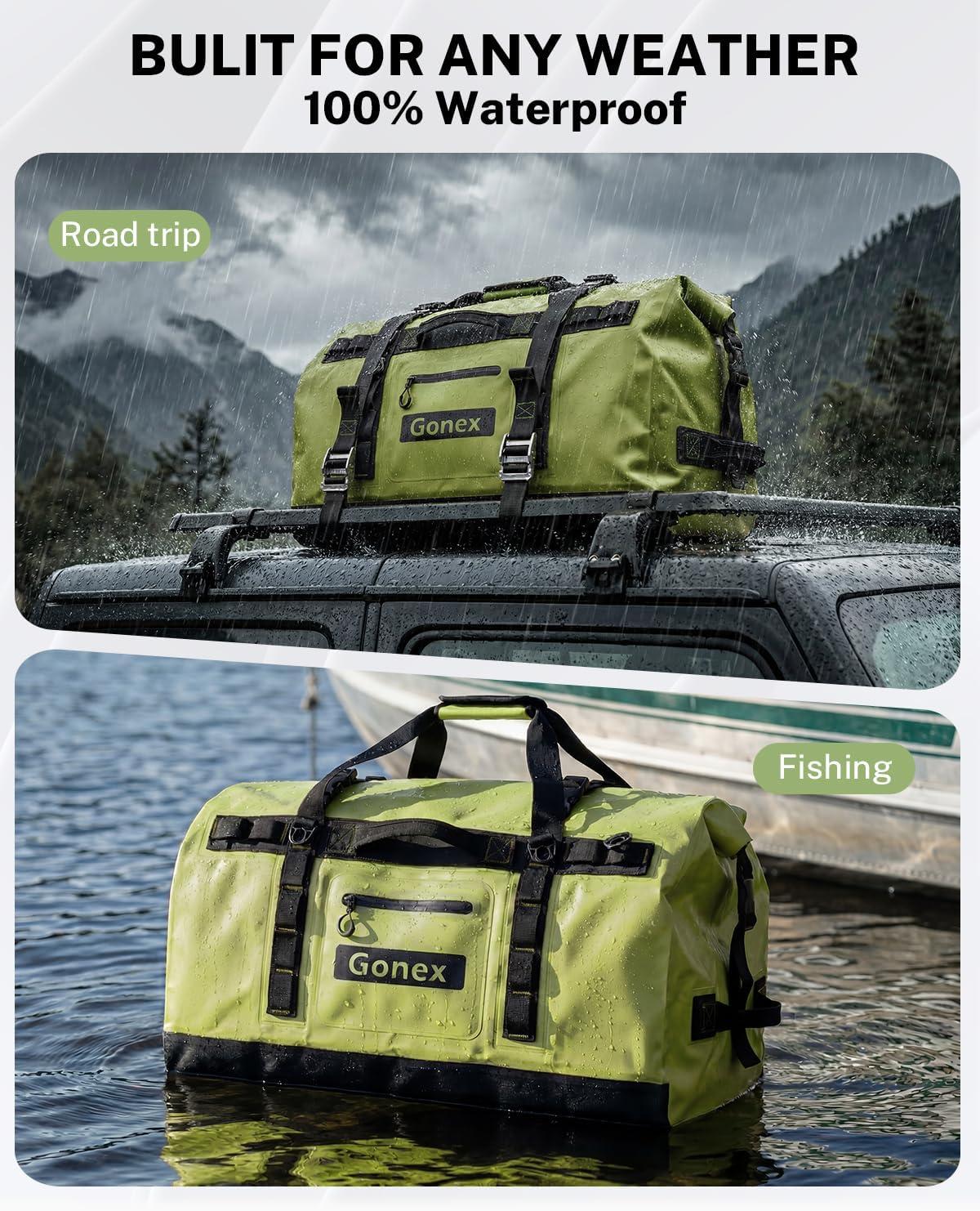 image:imageGonex Waterproof Duffel Bag 120L Heavy Duty Dry Duffle Bag with Reinforced Thickened Bottom 3in1 Convertible Large Travel Backpack for Kayaking Motorcycle Camping amp Boating BlackArmy Green