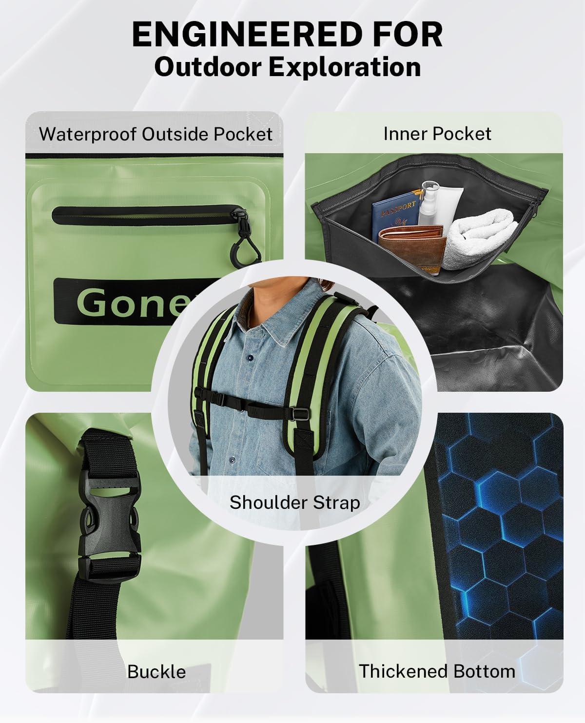 image:imageGonex Waterproof Duffel Bag 120L Heavy Duty Dry Duffle Bag with Reinforced Thickened Bottom 3in1 Convertible Large Travel Backpack for Kayaking Motorcycle Camping amp Boating BlackArmy Green