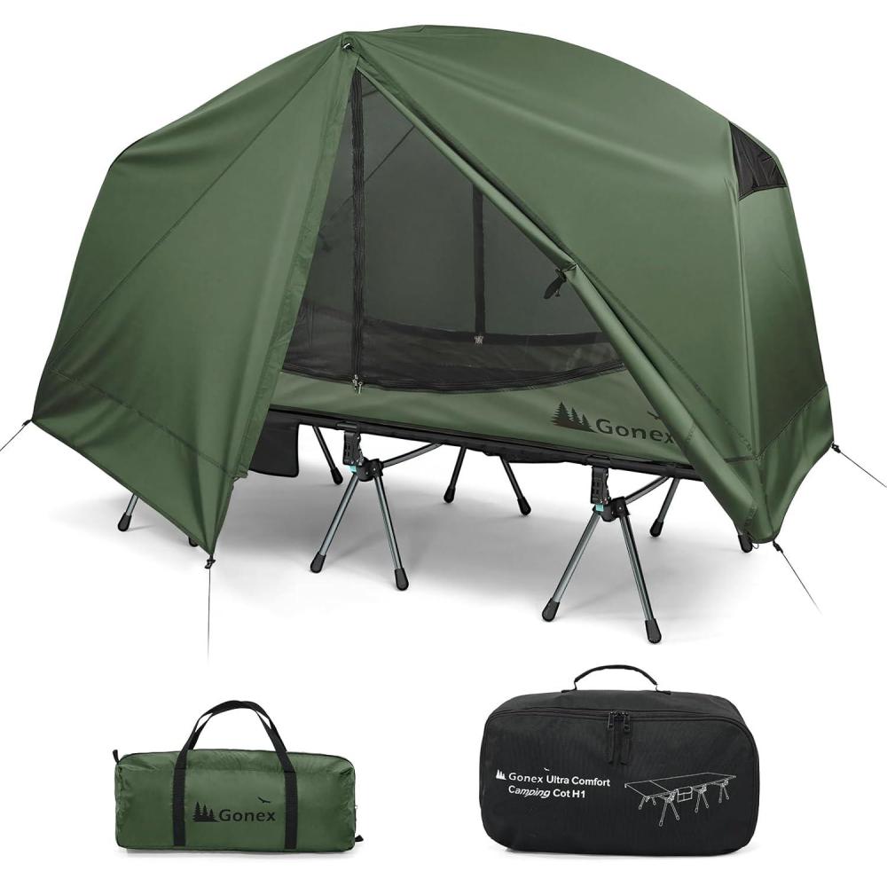 image:imageGonex Camping Tent Cot for Adults 1Person OffGround Folding Portable Easy Setup Tent Cot Combo Supports 350lbs for Hiking Backpacking Car amp Motorcycle Camping315 W X 787 LArmy GreenArmy Green