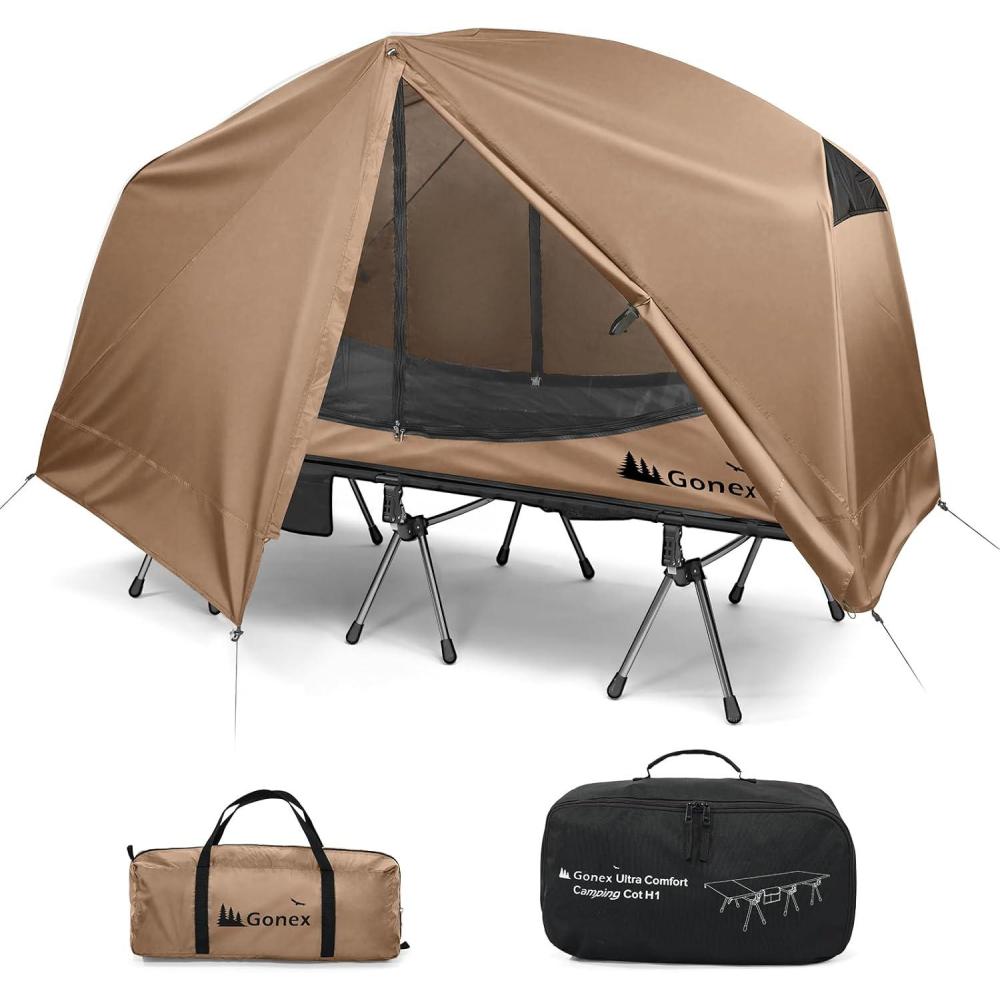 image:imageGonex Camping Tent Cot for Adults 1Person OffGround Folding Portable Easy Setup Tent Cot Combo Supports 350lbs for Hiking Backpacking Car amp Motorcycle Camping315 W X 787 LArmy GreenKhaki