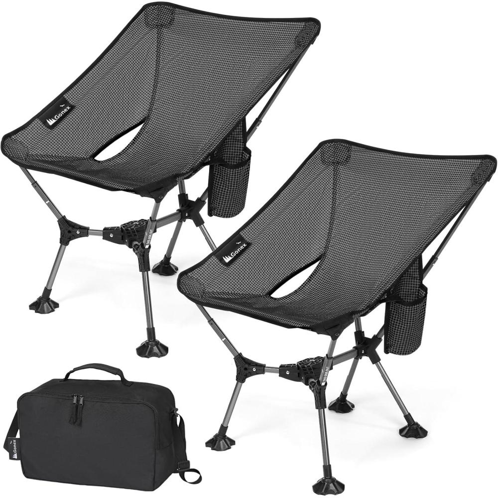 image:imageGonex Portable Camping Chair 6th Gen Lightweight Folding Chair with AntiSinking Feet 175in High Seat 330LBS Capacity for Outdoor Camping Hiking Beach Picnic SportsSilverLaced Ripstop 2PCSSilverlaced Ripstop 2 Pcs