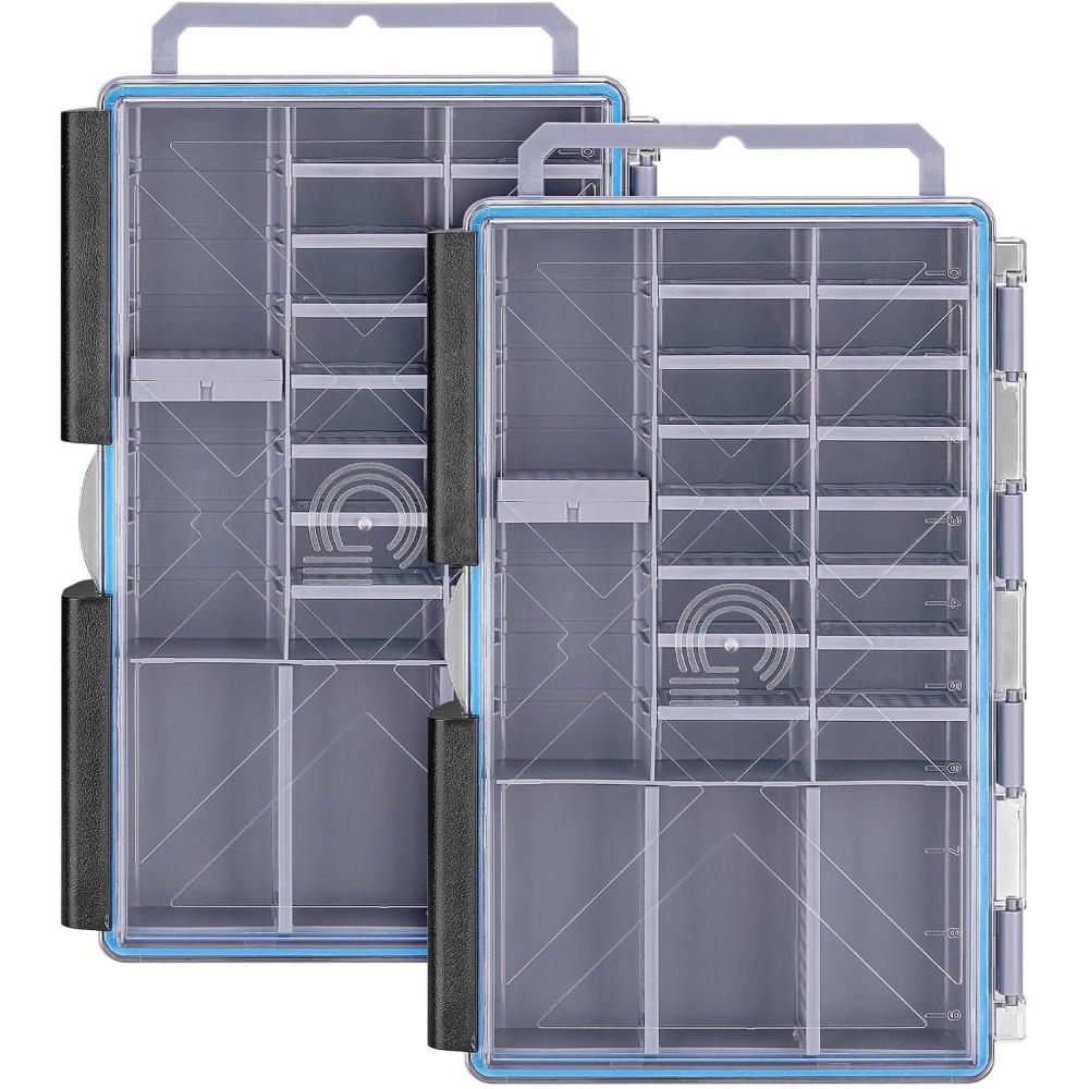 image:imageGonex Tackle Boxes for Fishing 2Pack Waterproof with Adjustable Compartments Clear Portable Tackle Trays Plastic Tackle Organizers with DIY Dividers for Lures Hooks amp Bass Gear 3600 GrayGray