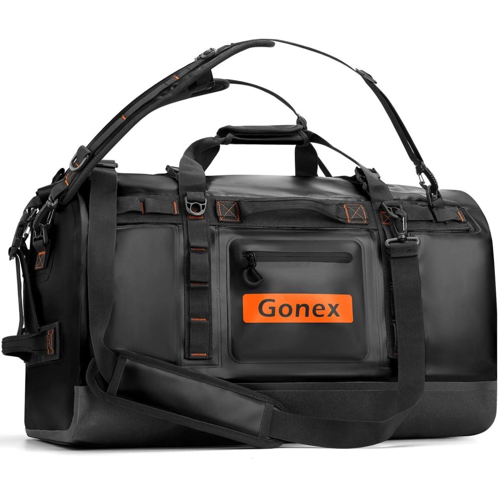 image:imageGonex Waterproof Duffel Bag 120L Heavy Duty Dry Duffle Bag with Reinforced Thickened Bottom 3in1 Convertible Large Travel Backpack for Kayaking Motorcycle Camping amp Boating BlackBlack