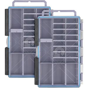 Gonex Tackle Boxes for Fishing 2-Pack Waterproof with Adjustable Compartments, Clear Portable Tackle Trays, Plastic Tackle Organizers with DIY Dividers for Lures Hooks & Bass Gear, 3600, Gray(Gray)