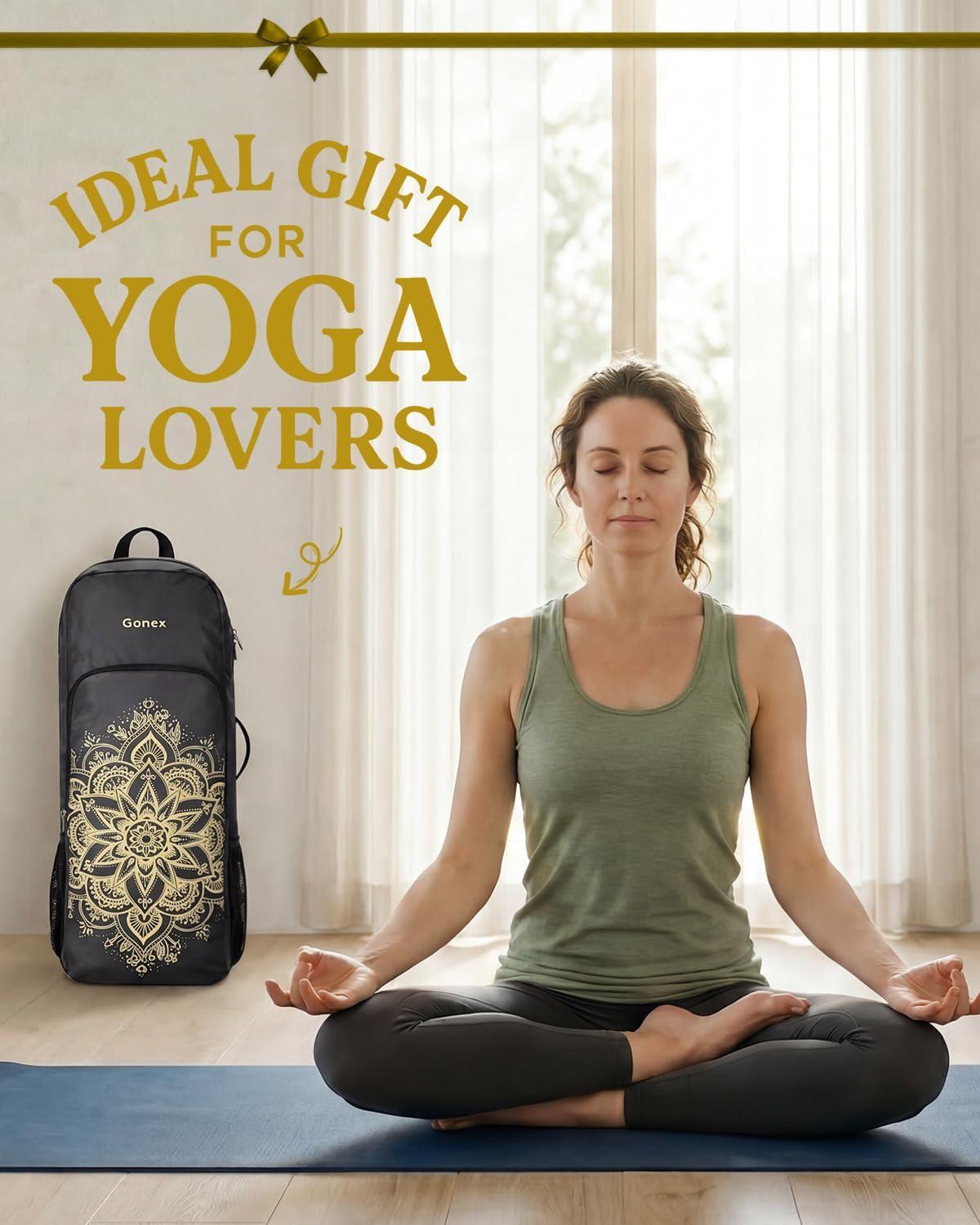 image:imageGonex Yoga Mat Bag 2 Carry Ways Yoga Backpack with Wet Compartment Metal Zippers for Women Men Large Capacity Yoga Mat Carrier for Yoga Gym TravelBlack