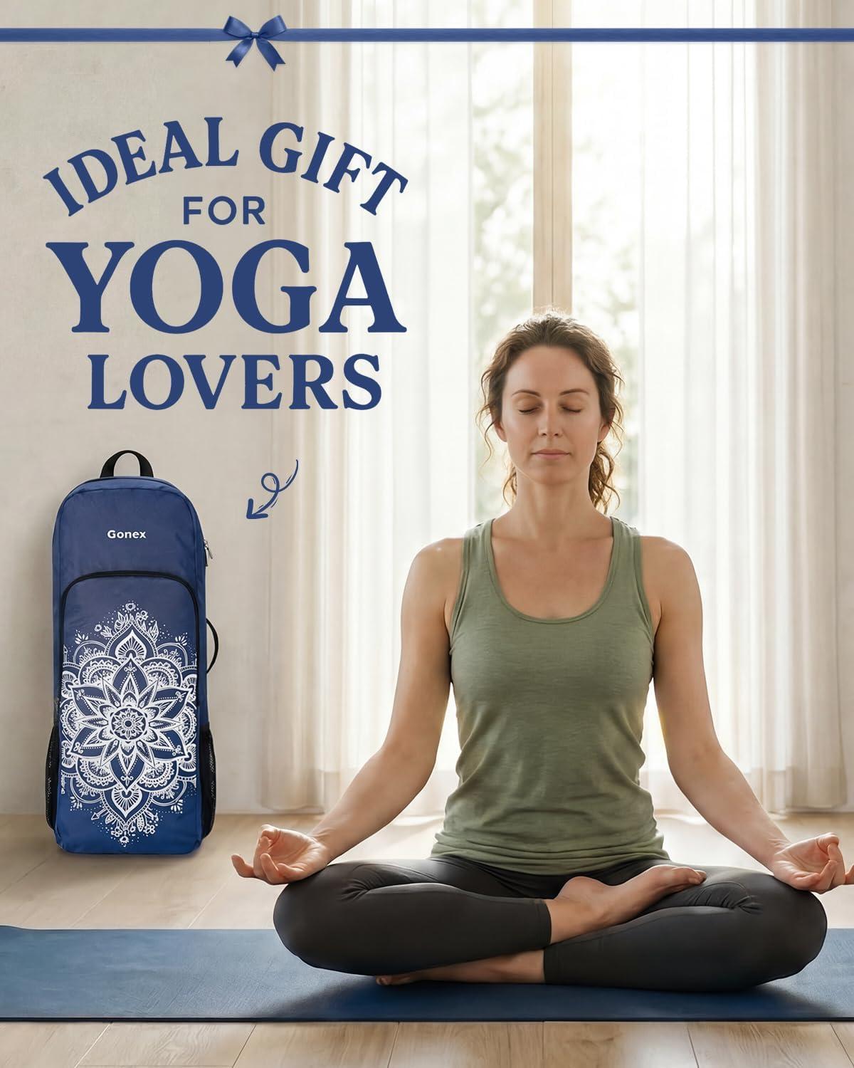 image:imageGonex Yoga Mat Bag 2 Carry Ways Yoga Backpack with Wet Compartment Metal Zippers for Women Men Large Capacity Yoga Mat Carrier for Yoga Gym TravelBlue