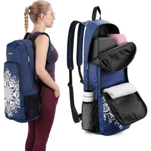 Gonex Yoga Mat Bag, 2 Carry Ways Yoga Backpack with Wet Compartment Metal Zippers for Women Men, Large Capacity Yoga Mat Carrier for Yoga, Gym, Travel(Blue)