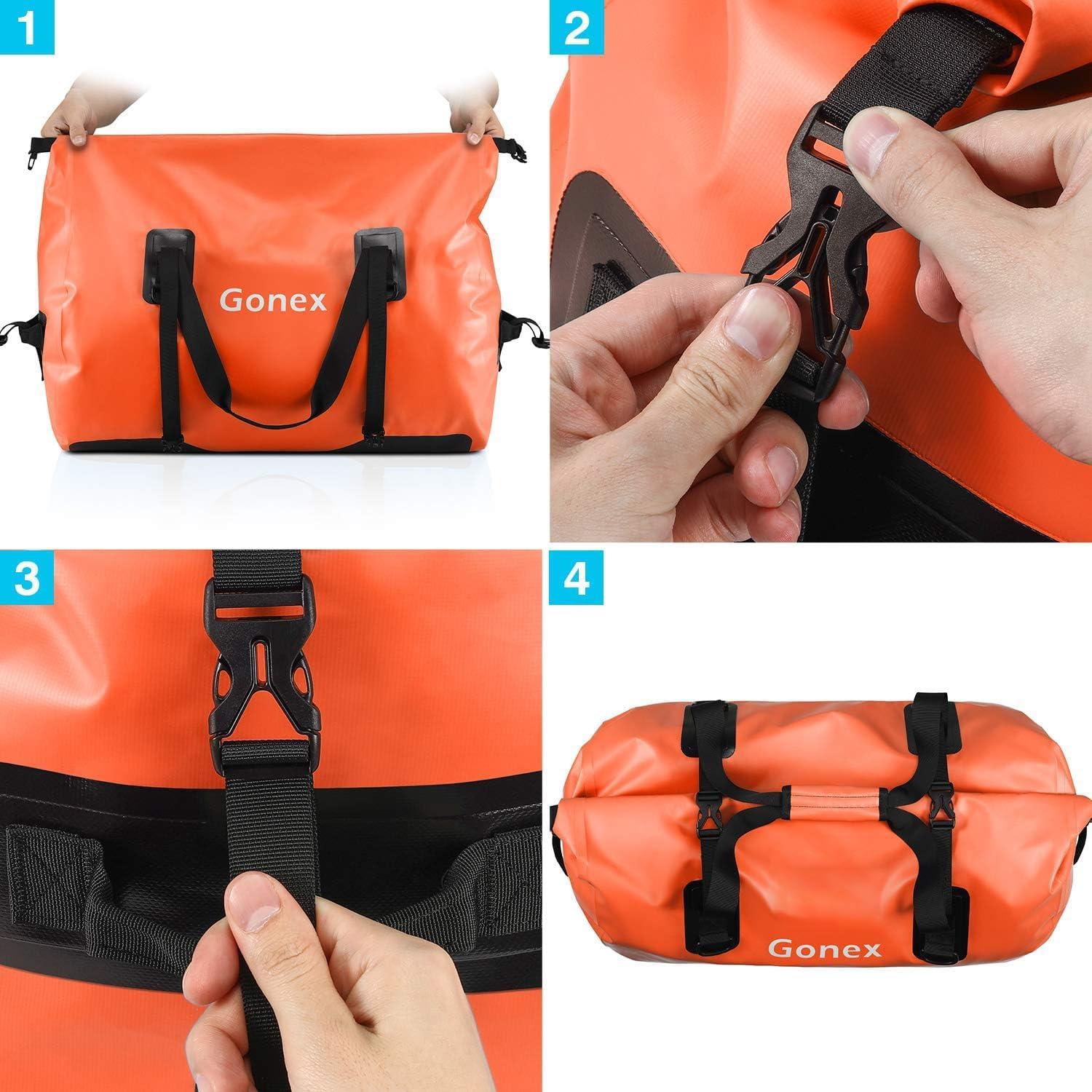 image:imageGonex 40L 60L 80L Extra Large Waterproof Duffle Travel Dry Duffel Bag Heavy Duty Bag with Durable Straps amp Handles for Kayaking Paddleboarding Boating Rafting FishingOrange