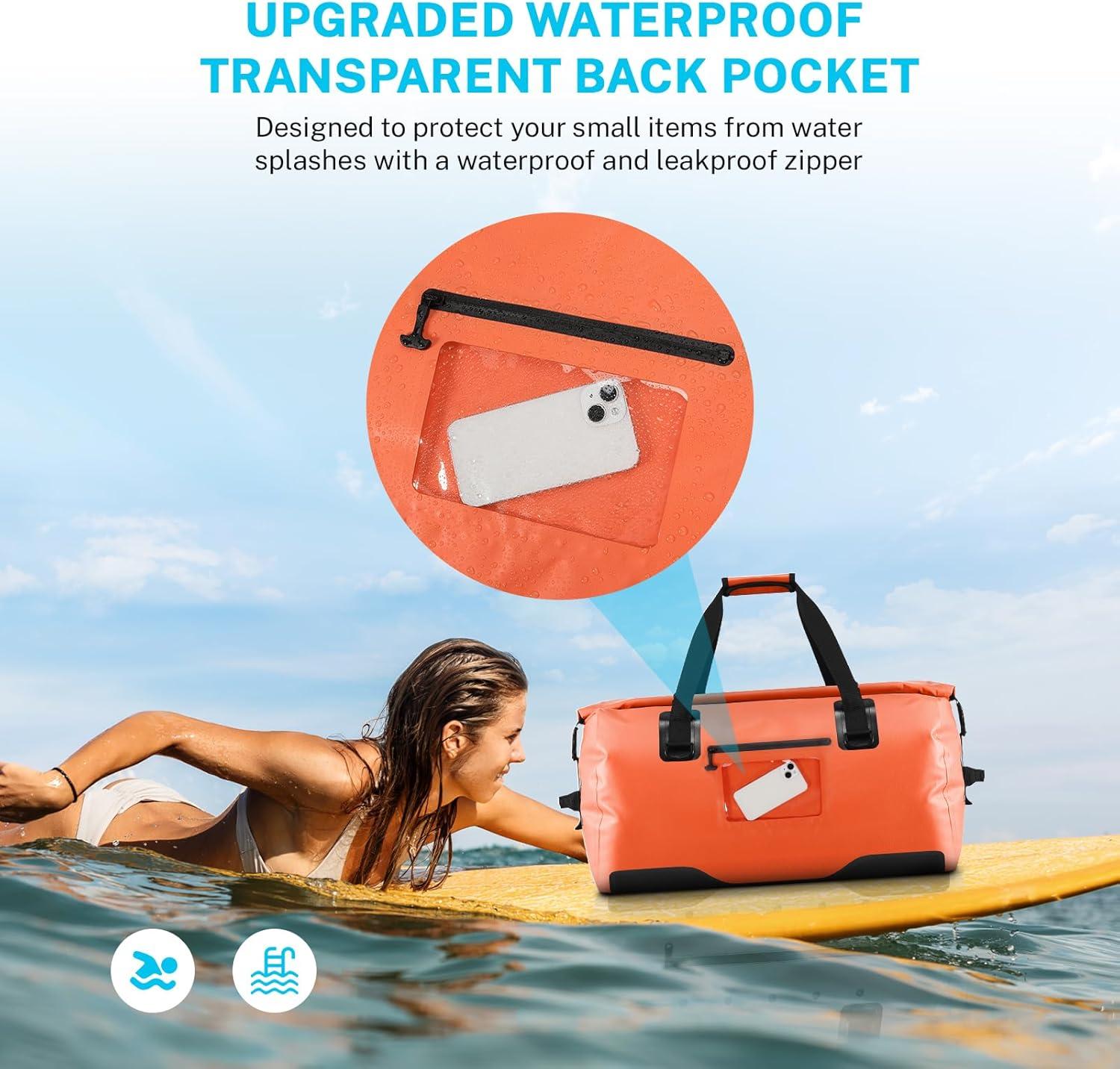 image:imageGonex 40L 60L 80L Extra Large Waterproof Duffle Travel Dry Duffel Bag Heavy Duty Bag with Durable Straps amp Handles for Kayaking Paddleboarding Boating Rafting FishingOrange