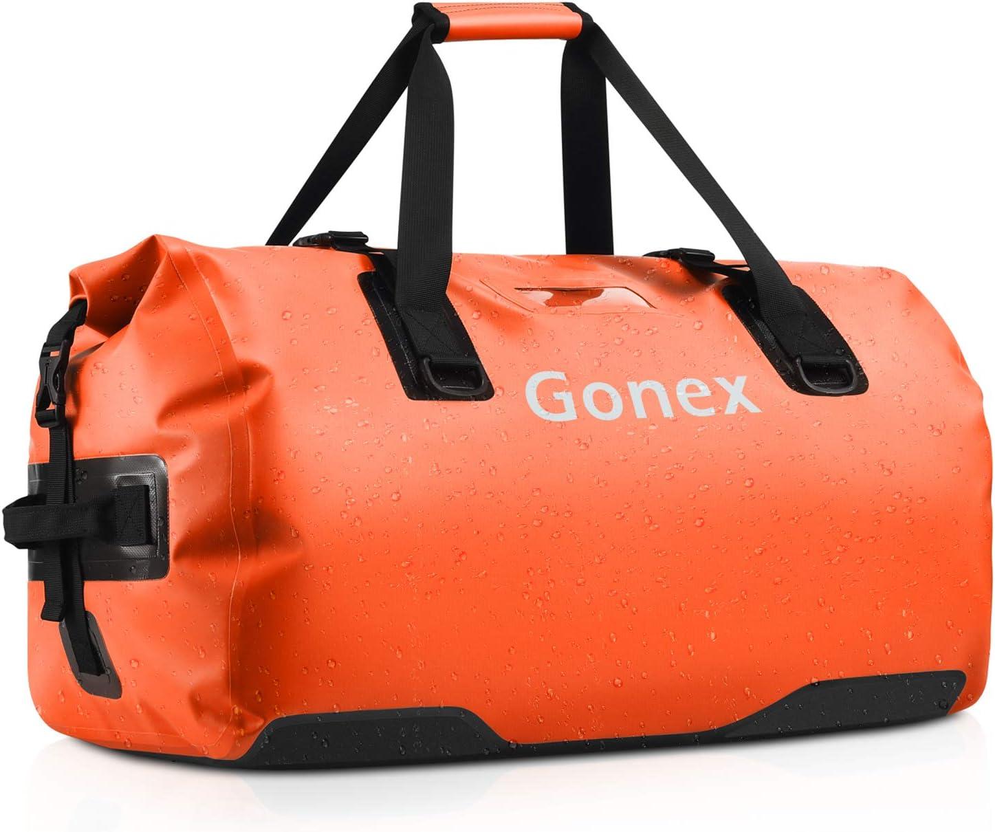 image:imageGonex 40L 60L 80L Extra Large Waterproof Duffle Travel Dry Duffel Bag Heavy Duty Bag with Durable Straps amp Handles for Kayaking Paddleboarding Boating Rafting FishingOrange