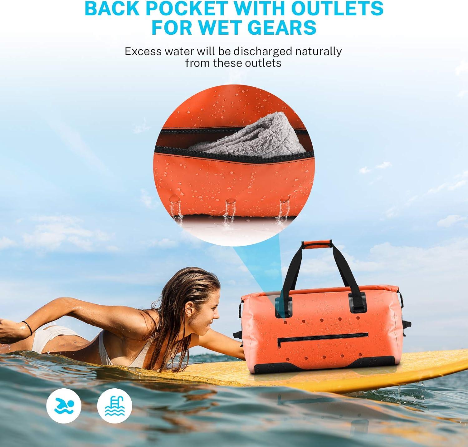 image:imageGonex 40L 60L 80L Extra Large Waterproof Duffle Travel Dry Duffel Bag Heavy Duty Bag with Durable Straps amp Handles for Kayaking Paddleboarding Boating Rafting FishingOrange