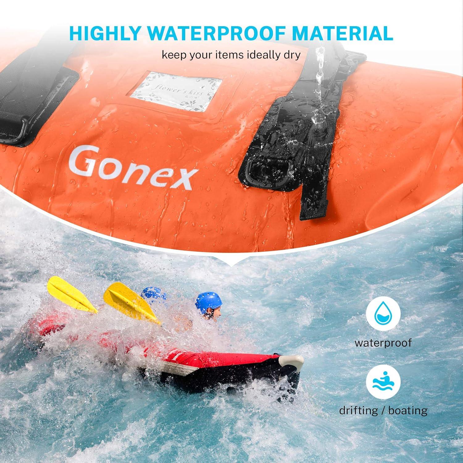 image:imageGonex 40L 60L 80L Extra Large Waterproof Duffle Travel Dry Duffel Bag Heavy Duty Bag with Durable Straps amp Handles for Kayaking Paddleboarding Boating Rafting FishingOrange