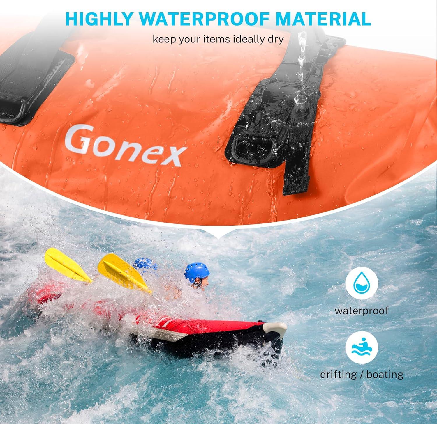 image:imageGonex 40L 60L 80L Extra Large Waterproof Duffle Travel Dry Duffel Bag Heavy Duty Bag with Durable Straps amp Handles for Kayaking Paddleboarding Boating Rafting FishingOrange
