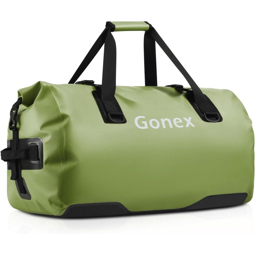 image:imageGonex 40L 60L 80L Extra Large Waterproof Duffle Travel Dry Duffel Bag Heavy Duty Bag with Durable Straps amp Handles for Kayaking Paddleboarding Boating Rafting FishingArmy Green
