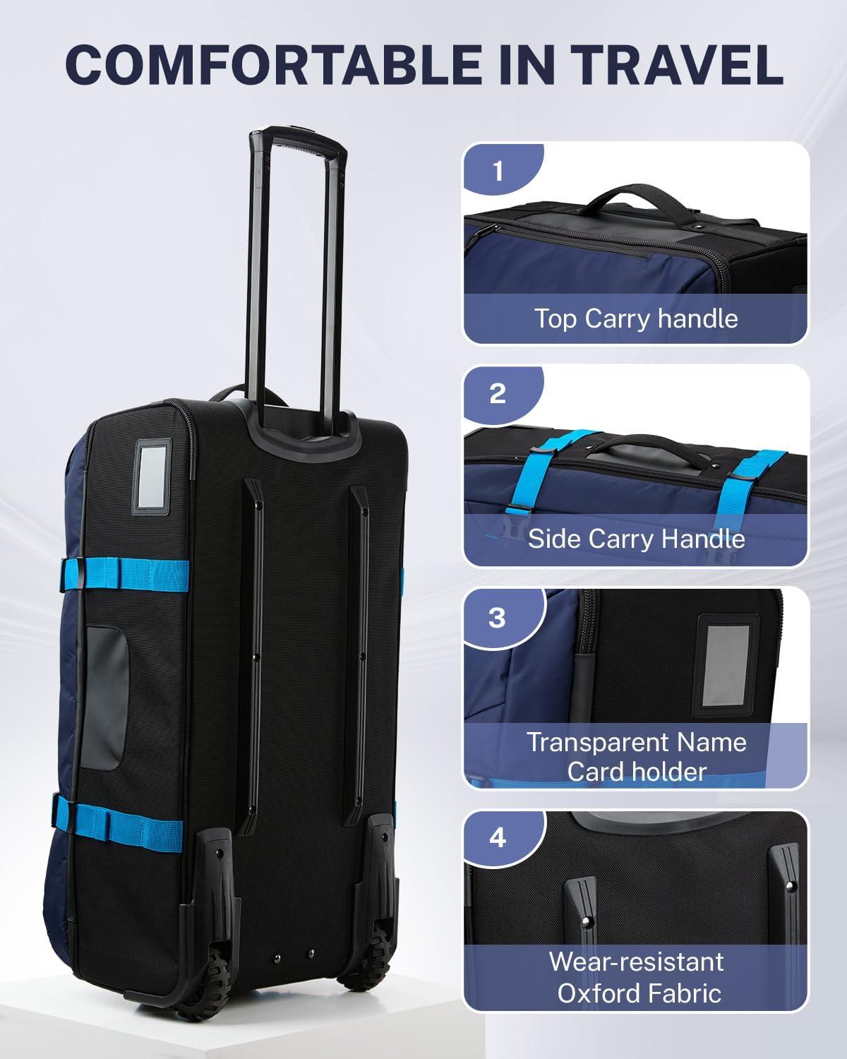 image:imageGonex Rolling Duffle Bag with Wheels Waterrepellent 90L Nylon Large Wheeled Travel Duffel Luggage with TSA Lock amp Telescopic Handle 30 inch Dark GreenDark Blue