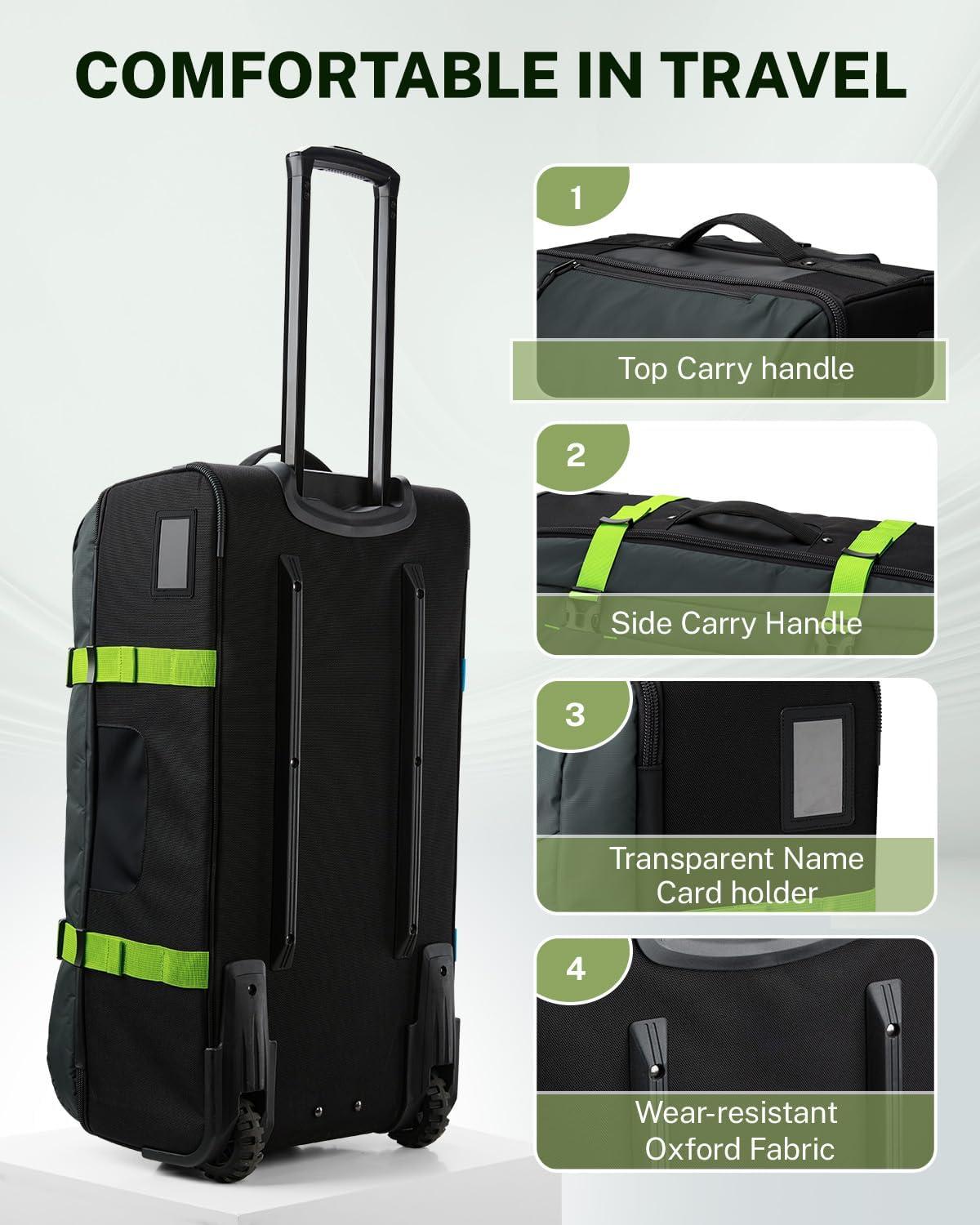 image:imageGonex Rolling Duffle Bag with Wheels Waterrepellent 90L Nylon Large Wheeled Travel Duffel Luggage with TSA Lock amp Telescopic Handle 30 inch Dark GreenDark Green
