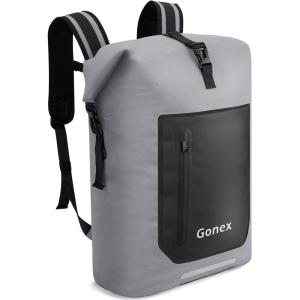 Gonex Ultralight Waterproof TPU Backpack, 55L Roll Top Dry Bag with Comfortable Padded Back Panel for Kayaking Boating Camping Fishing Travel,Grey(Grey)