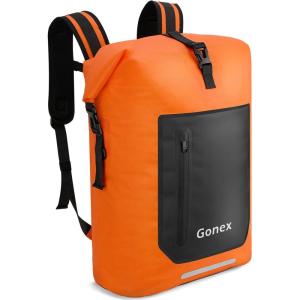 Gonex Ultralight Waterproof TPU Backpack, 55L Roll Top Dry Bag with Comfortable Padded Back Panel for Kayaking Boating Camping Fishing Travel,Grey(Orange)
