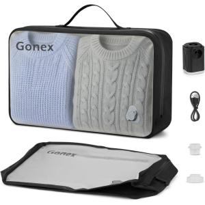 Gonex Vacuum Compression Bag with Pump – Reusable, Waterproof Travel Packing Organizer with Wide Opening, Handle & View Window for Suitcase, Backpack & Clothes Storage (1 Bag + 1 Pump)(1Bag+1Pump)
