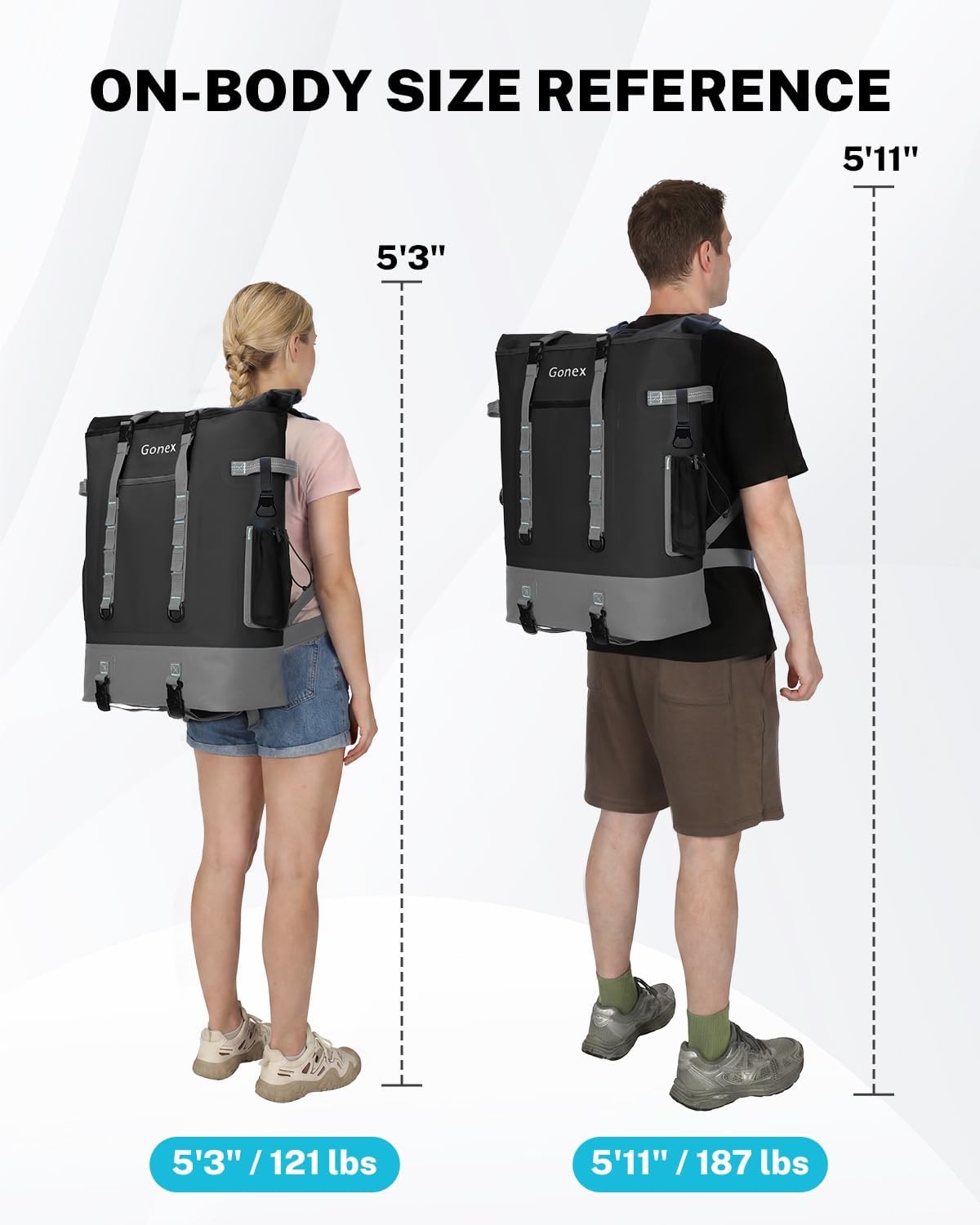 image:imageGonex Cooler Backpack 40 Can Insulated Soft Backpack Cooler Bag for Men Women Waterproof Nylon TPU Cooler Backpack for Beach Picnic Lunch and CampingBlack