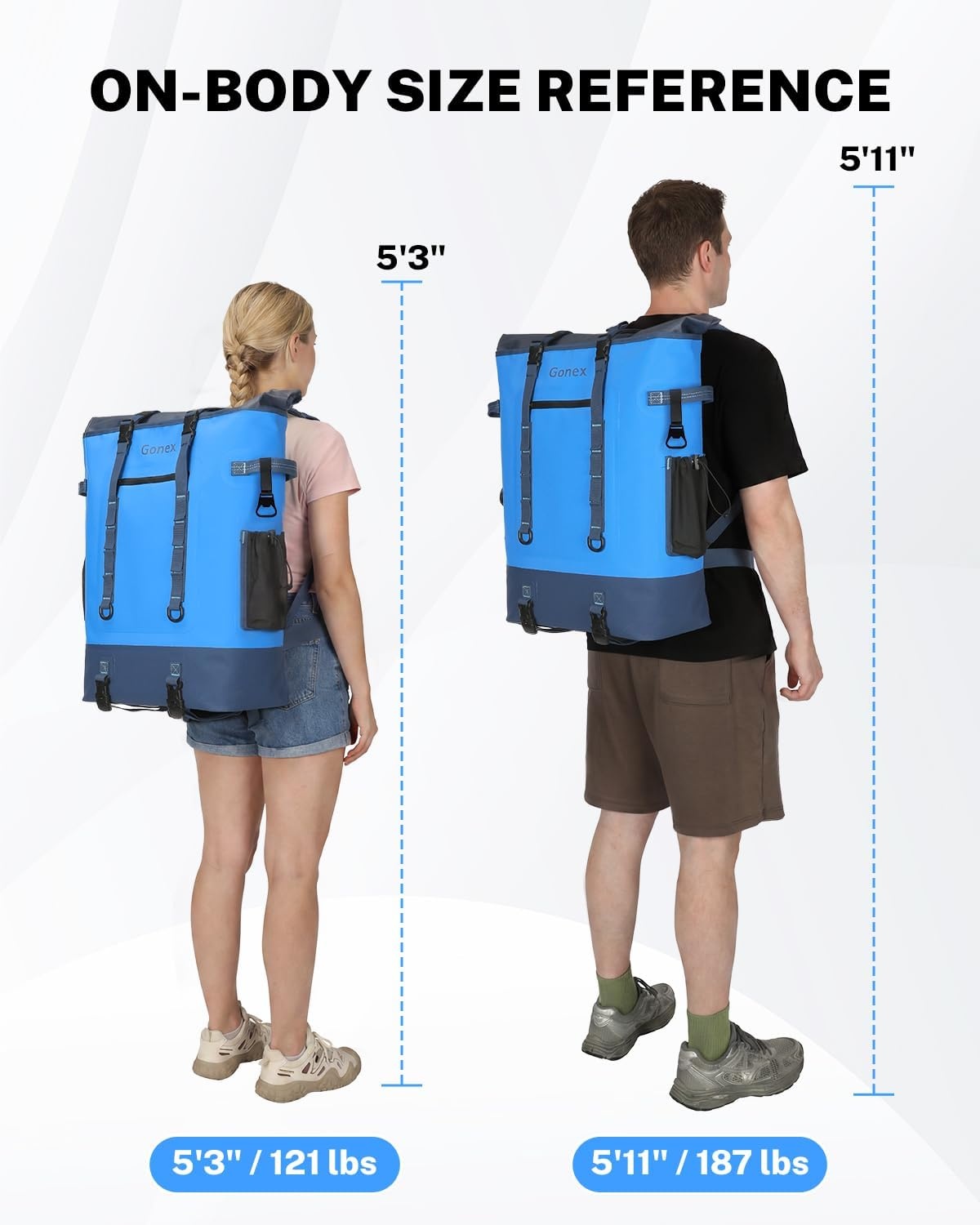 image:imageGonex Cooler Backpack 40 Can Insulated Soft Backpack Cooler Bag for Men Women Waterproof Nylon TPU Cooler Backpack for Beach Picnic Lunch and CampingBlue
